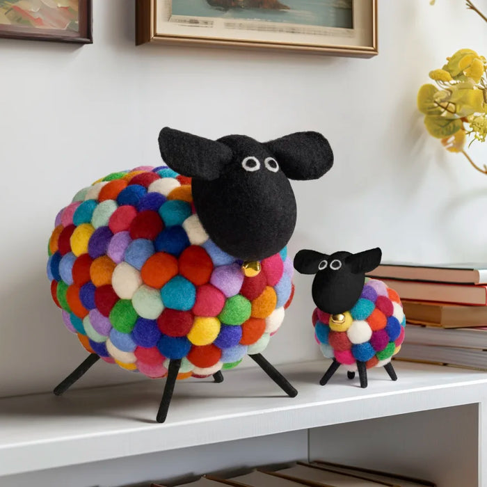 Felt Ball 3.5" Wool Sheep | Multicoloured