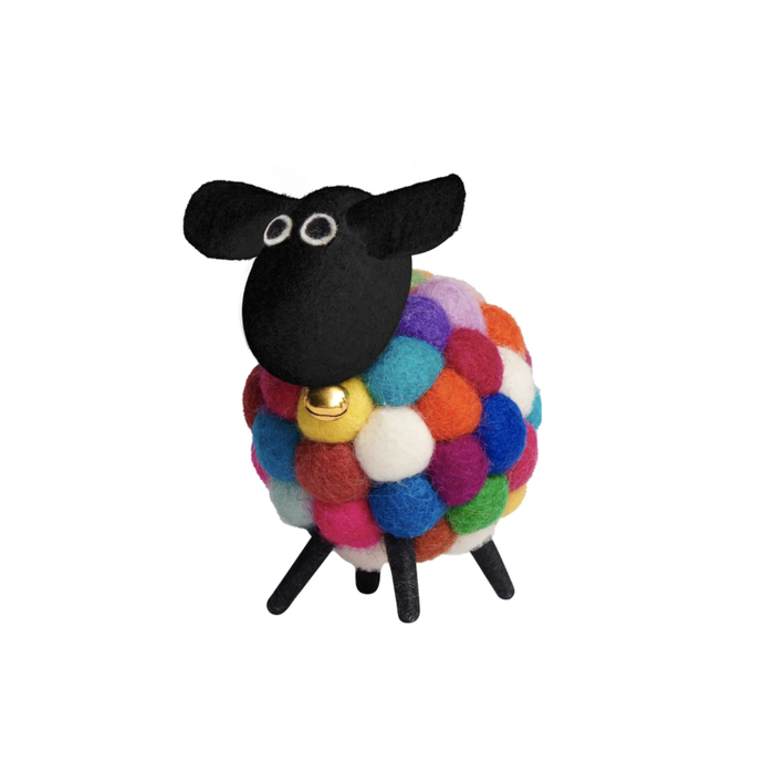 Felt Ball 3.5" Wool Sheep | Multicoloured