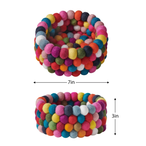 Felt Ball 7" Diameter Decor Bowl | Multicolour