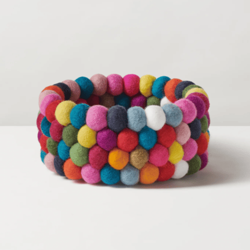 Felt Ball 7" Diameter Decor Bowl | Multicolour