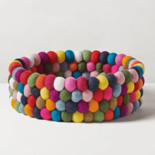 Felt Ball 9" Diameter Decor Bowl | Multicolour