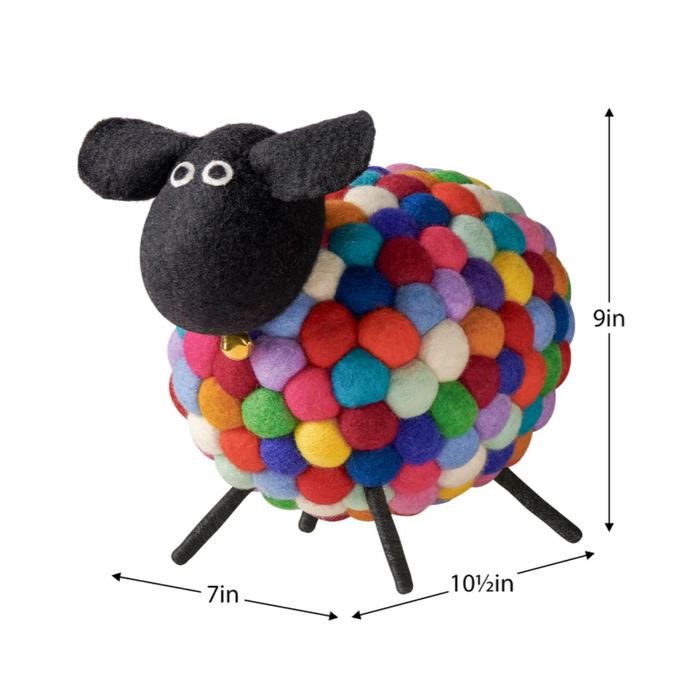 Felt Ball 9" Wool Sheep | Multicoloured