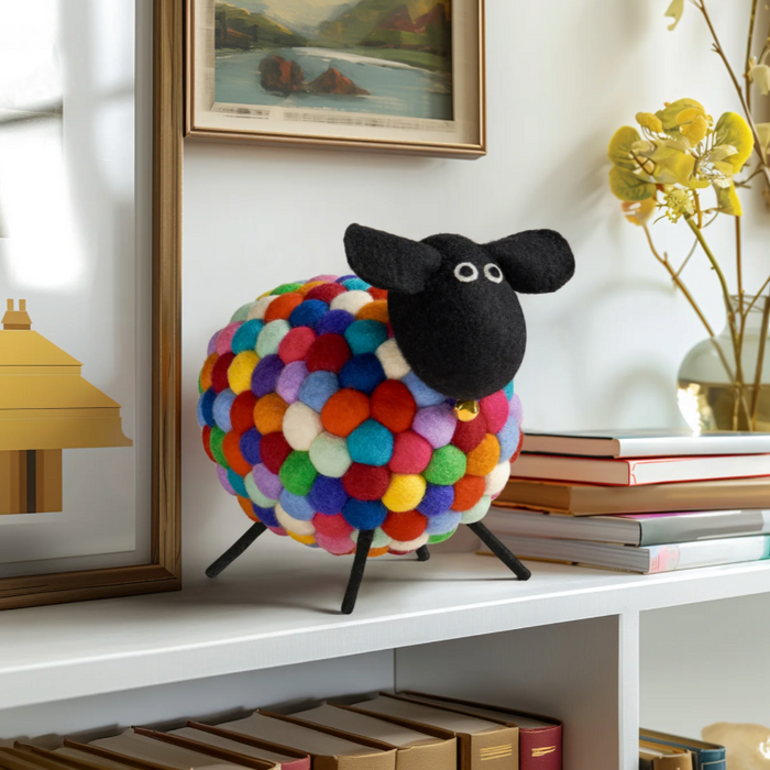 Felt Ball 9" Wool Sheep | Multicoloured