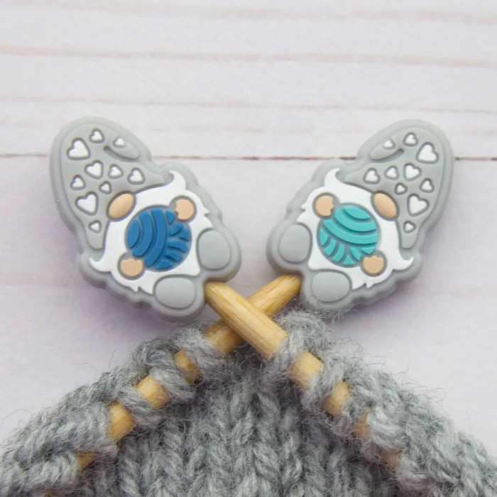 Grey Yarn Loving Gnome Stitch Stoppers