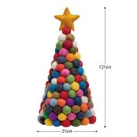 MODWOOL Felt Ball 12.5"h Tree with Star - Multicolour