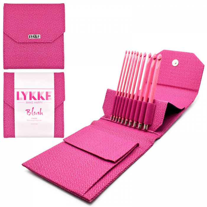 Lykke 6"  Crochet Hook Set | Blush | Magenta Basketweave Case